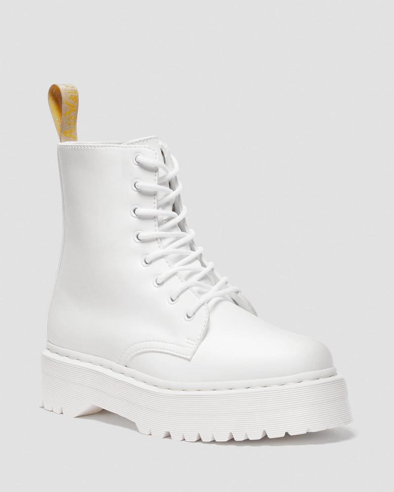 Dr Martens Vegan Jadon II Kemble Mono Platform Støvler Dame Hvide | DK 261SGL
